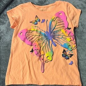 The Children's Place Orange Tee with Multicolored Butterfly